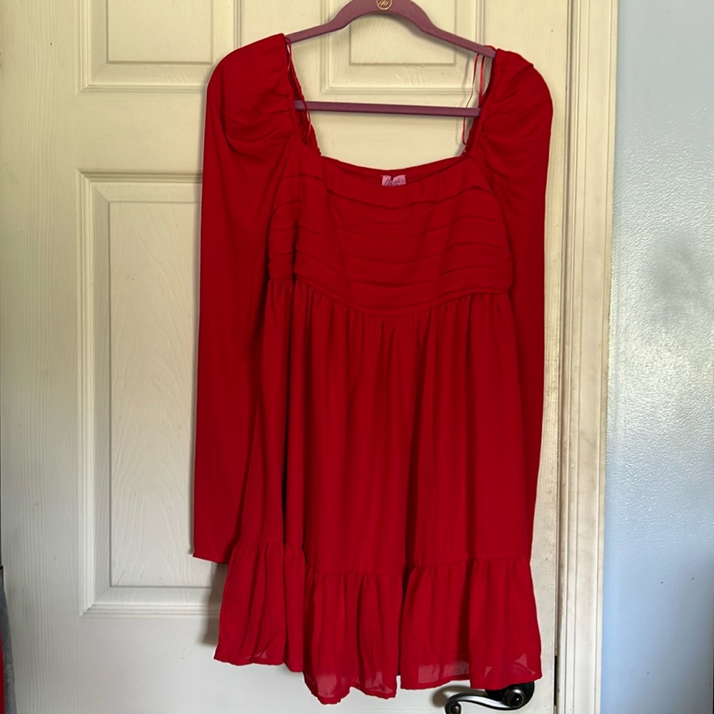 Mi Ami for Francesca’s size medium red sheer long sleeve mini dress